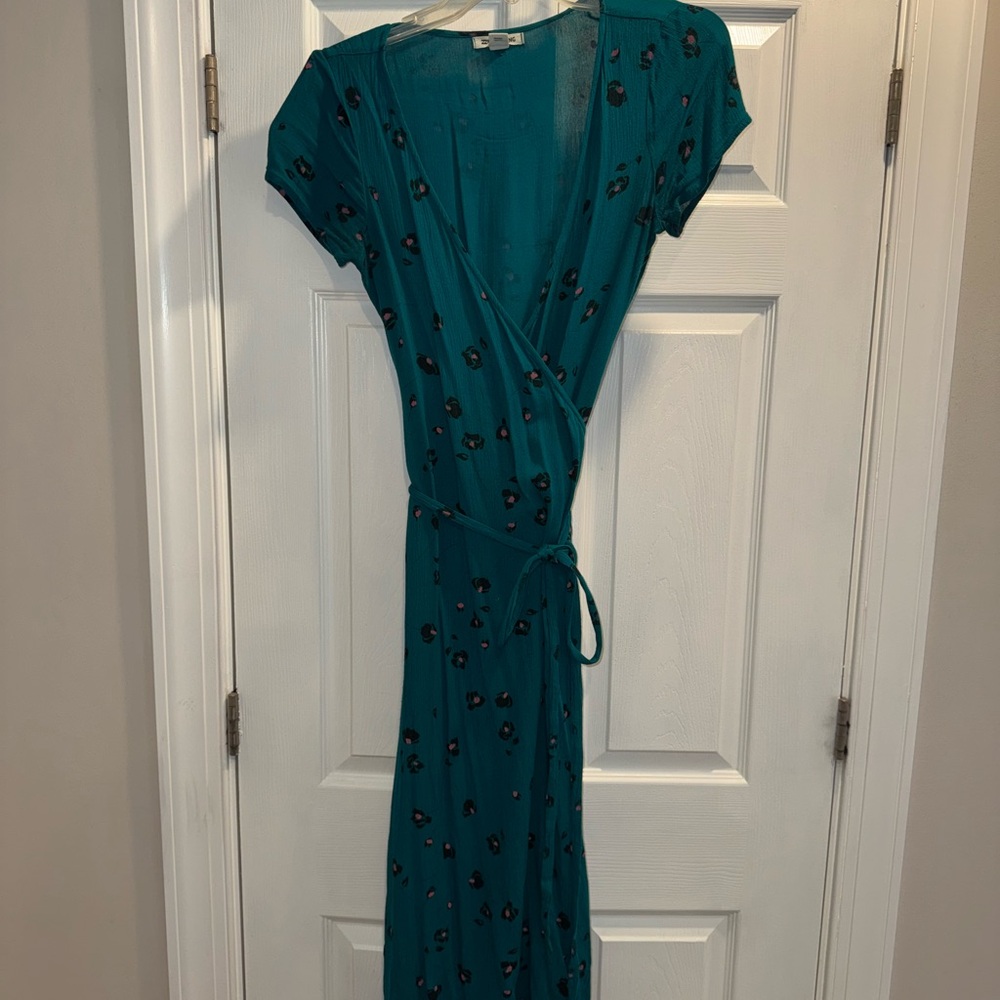 Billabong Teal Floral Midi Wrap Dress